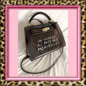 👑✅PRICE FIRM✅ Chic Black Transparent PVC Handbag with Shoulder Strap
